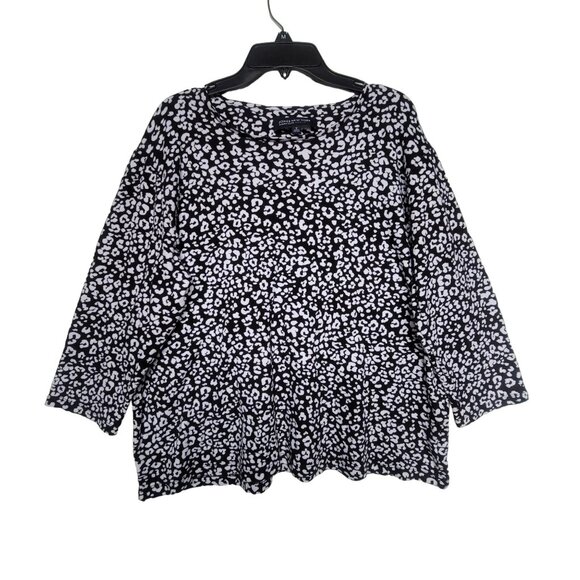 Jones New York Signature Tops - ✨Women's Jones New York Signature Sz 1X Black 3/4 Sleeve cotton top animal print